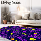 Abstract Purple Yellow Neon Circuit Rug
