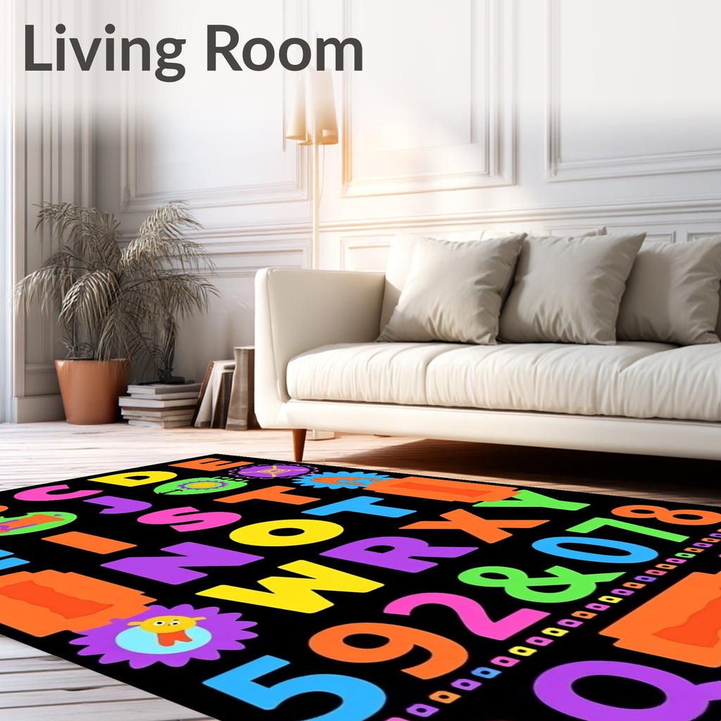 Vibrant Alphabet Numbers Graphics Rug