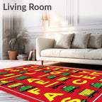 Red Yellow Green Freight Train Alphabet Rug