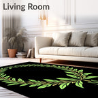 Laurel Wreath Green Gold Monogram Rug