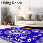 Vibrant Blue Sunburst Floral Medallion Rug