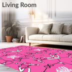 Pink Bow Ribbon Medallion Art Rug