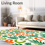Orange Green Alphabet Foliage Rug