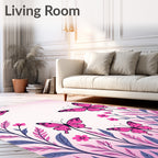 Pink Butterfly Garden Whimsy Botanical Rug