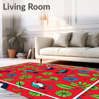 Bright Red Tropical Parrot Garden Rug