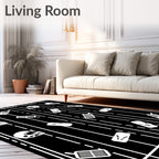Football Field White Icons Rug