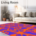 Bold Orange Purple Abstract Kaleidoscope Rug