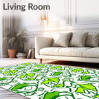 Funky Green Cartoon Playful Characters Rug