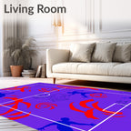 Bold Purple Football Players Floral Rug