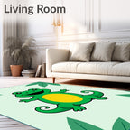 Cute Green Frog Yellow Belly Jungle Rug