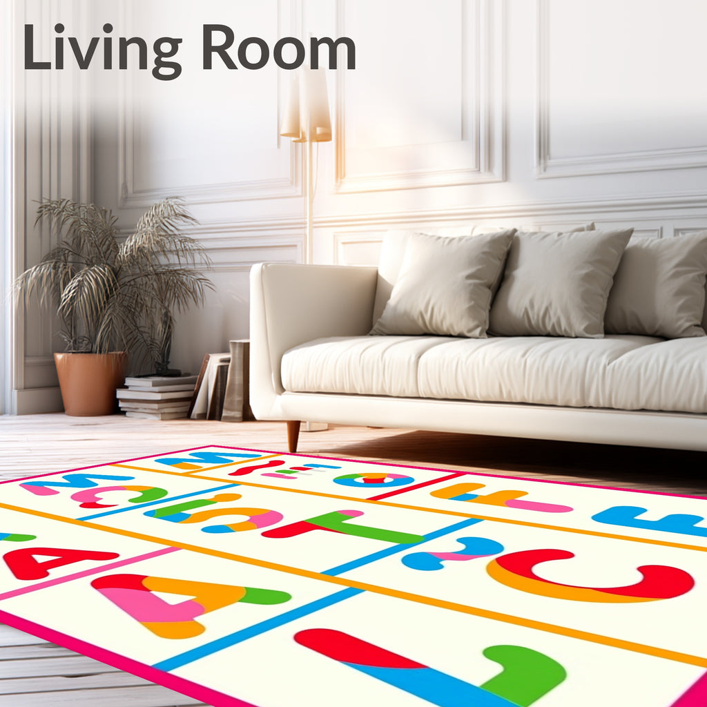 Retro Bold Alphabet Multicolored Composition Rug