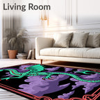 Teal Dragon Purple Clouds Frame Rug