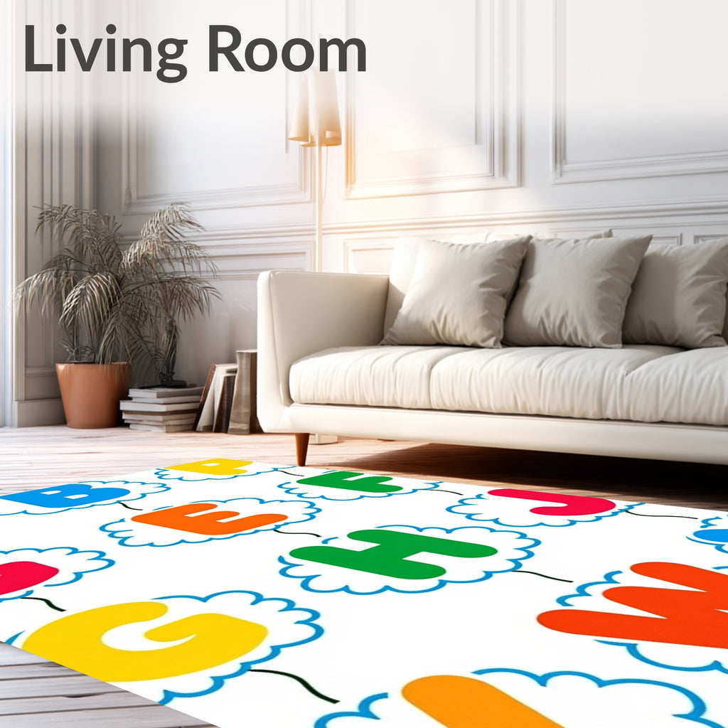 Playful Alphabet Cloud Collage Rug