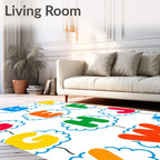 Playful Alphabet Cloud Collage Rug