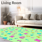 Playful Puzzle Pieces and Numbers Scattered Rug
