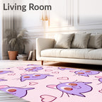 Cute Purple Cat Hearts Pattern Rug