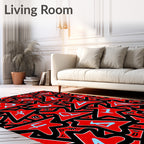 Bold Red Abstract Star Alphabet Rug