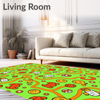Bright Orange Rocket Ship Swirls Rug