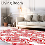 Bold Red Abstract Rose Swirl Rug