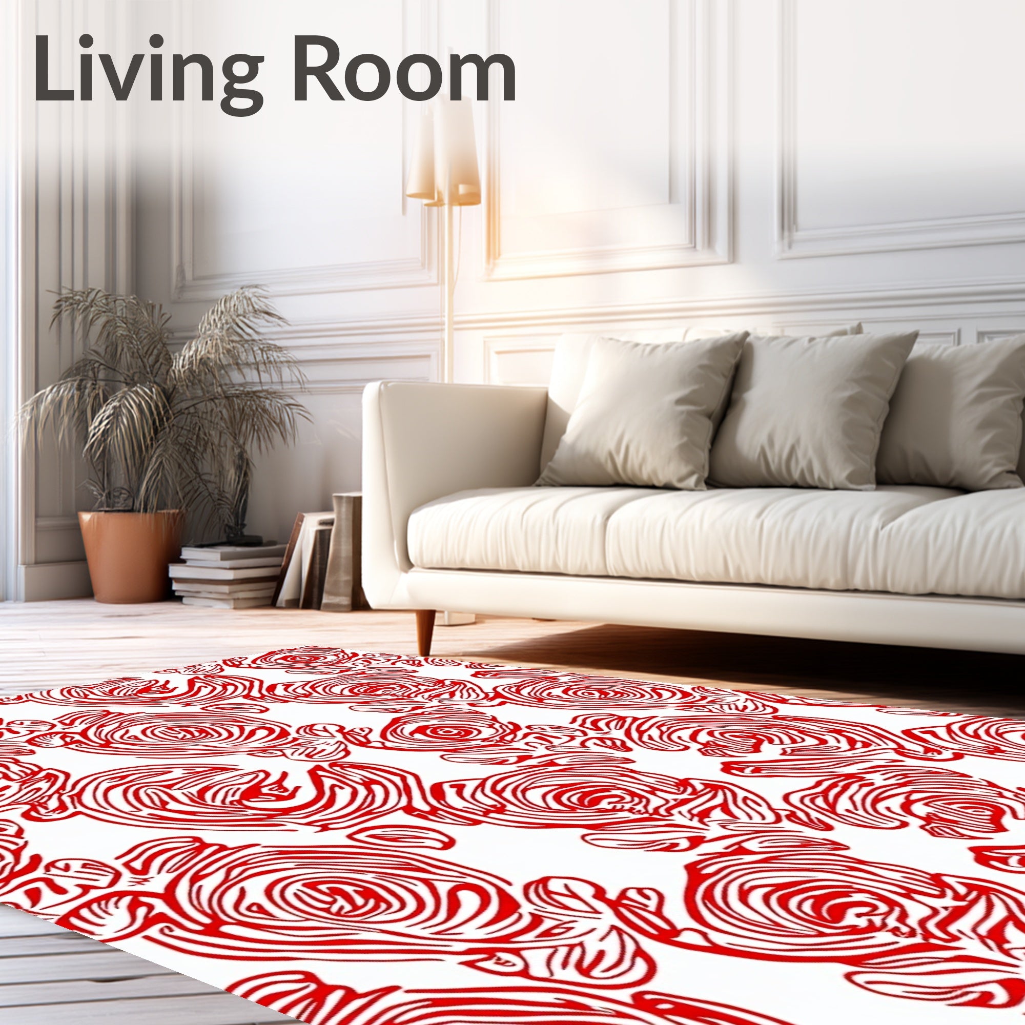 Bold Red Abstract Rose Swirl Rug