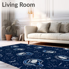 Abstract Blue Ink Wash Faces Rug