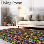 Vibrant Geometric Recycled Abstract Rug