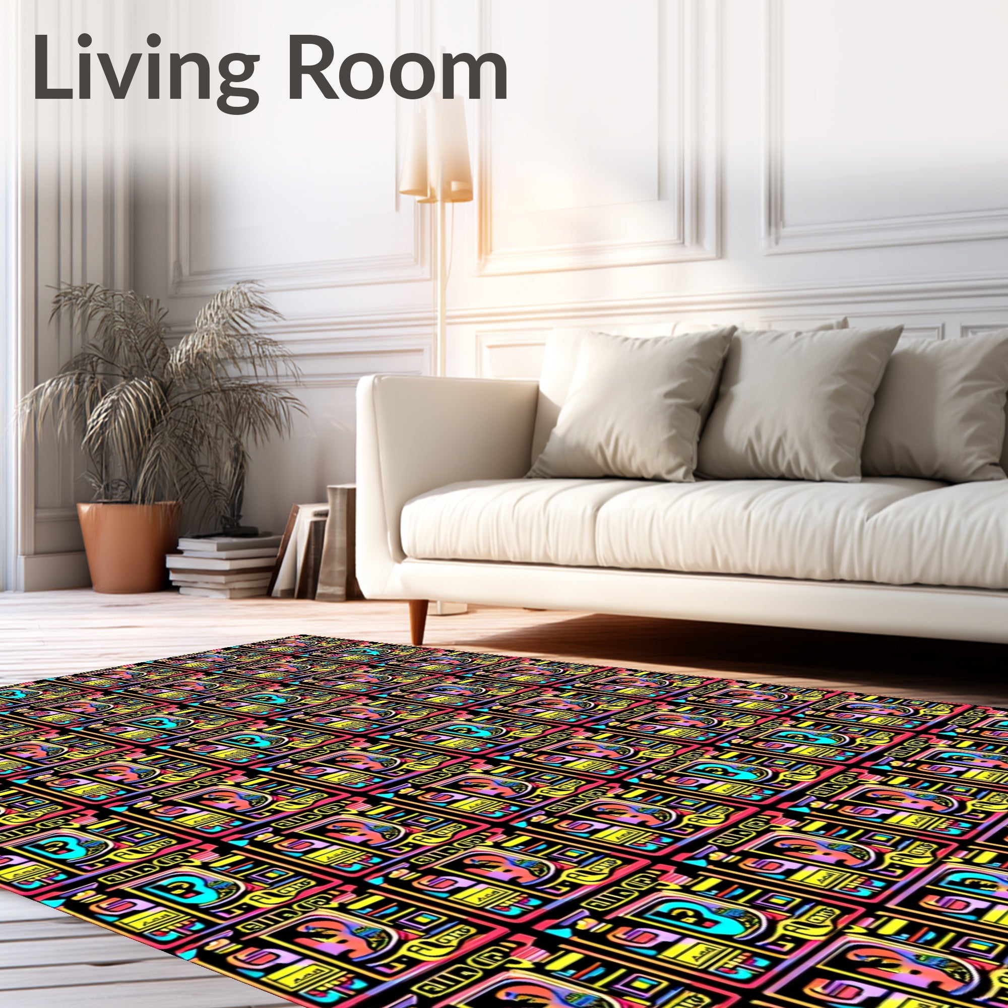 Vibrant Geometric Recycled Abstract Rug