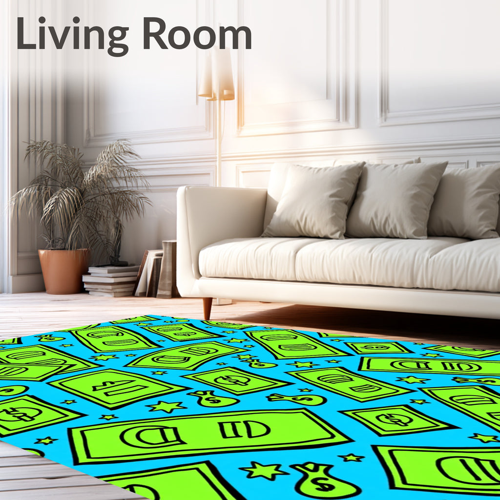 Green Money And Stars Rug