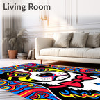 Pop Art Dog With Psychedelic Swirls Rug