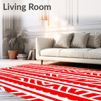 Bold Red White Jagged Stripe Rug