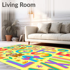 Alphabet Animals and Flowers Yellow Rug