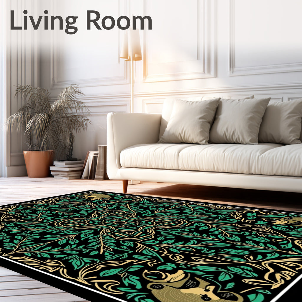 Emerald Green Monkey Foliage Tapestry Rug