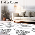 Whimsical Train Smoke White Overlay Rug