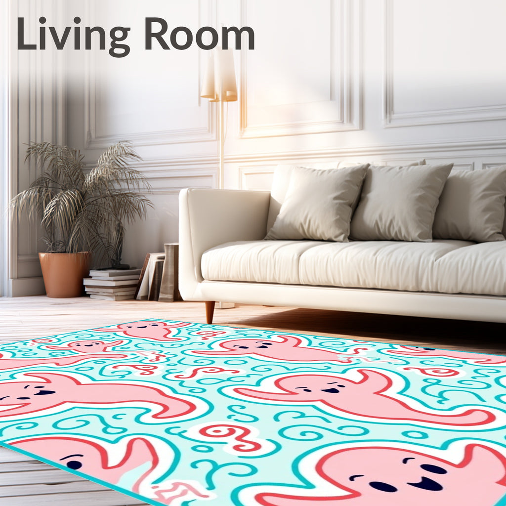 Whimsical Pink Ghost Swirl Rug