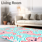 Whimsical Pink Ghost Swirl Rug