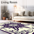 Deep Plum Starburst Mandala Art Rug