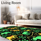 Green Elephants Yellow Zebras Jungle Meadow Rug