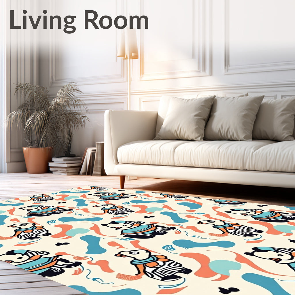 Playful Panda Bear Abstract Shapes Rug