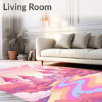 Whimsical Pink Castle Rainbow Path Rug
