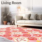 Playful Coral Swirls on Pink Background Rug
