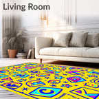 Funky Alphabet Star Yellow Collage Rug