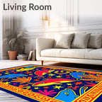 Colorful Dolphin Swirl Oceanic Scene Rug