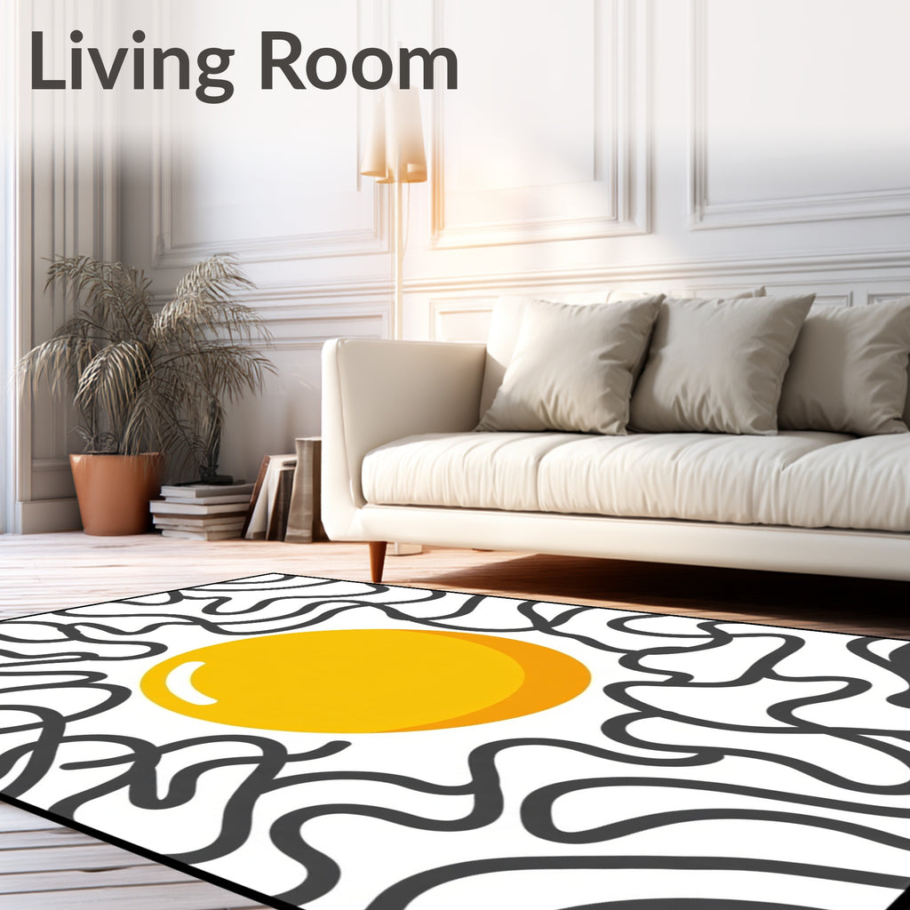 Golden Sun With Abstract Swirls Rug