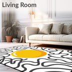 Golden Sun With Abstract Swirls Rug