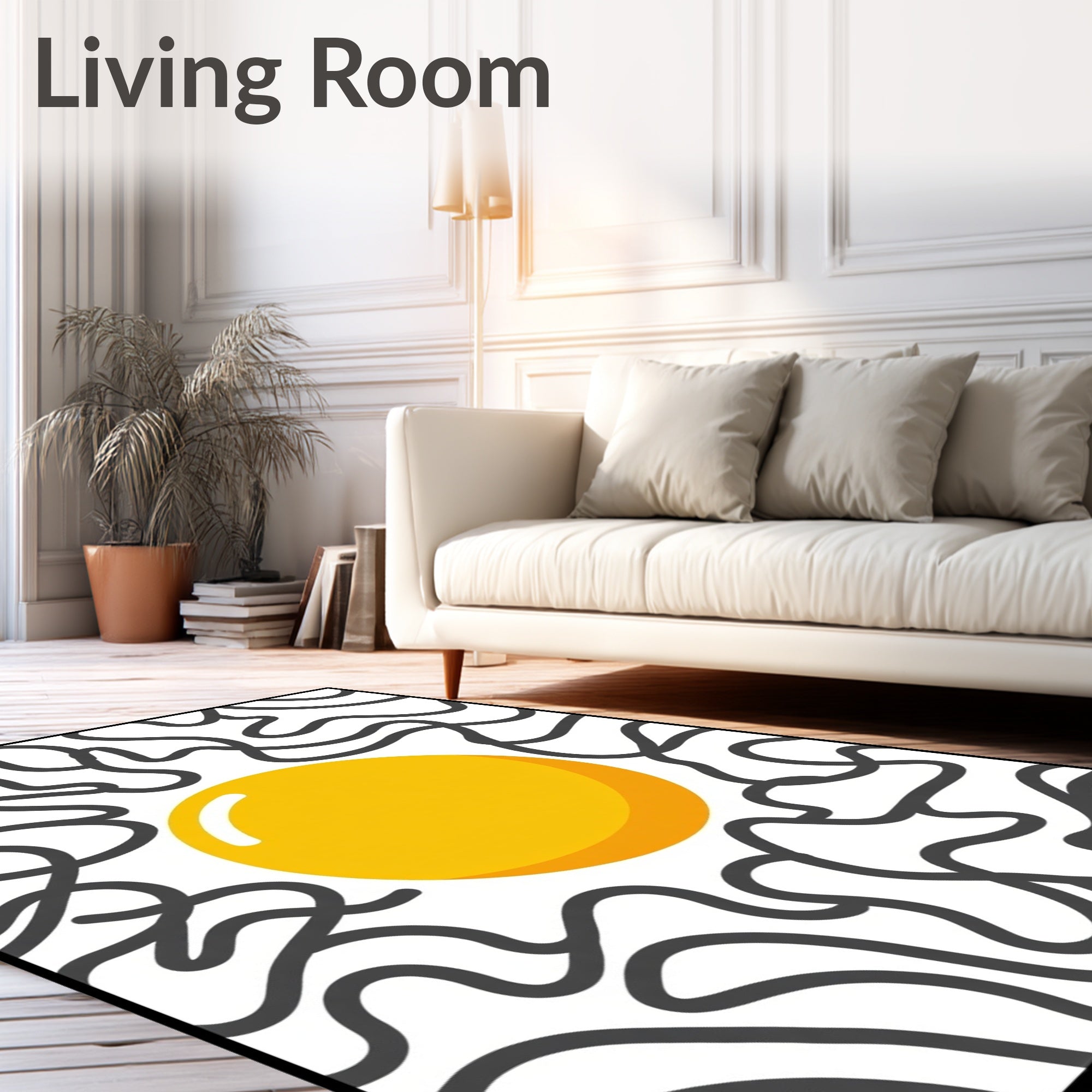 Golden Sun With Abstract Swirls Rug