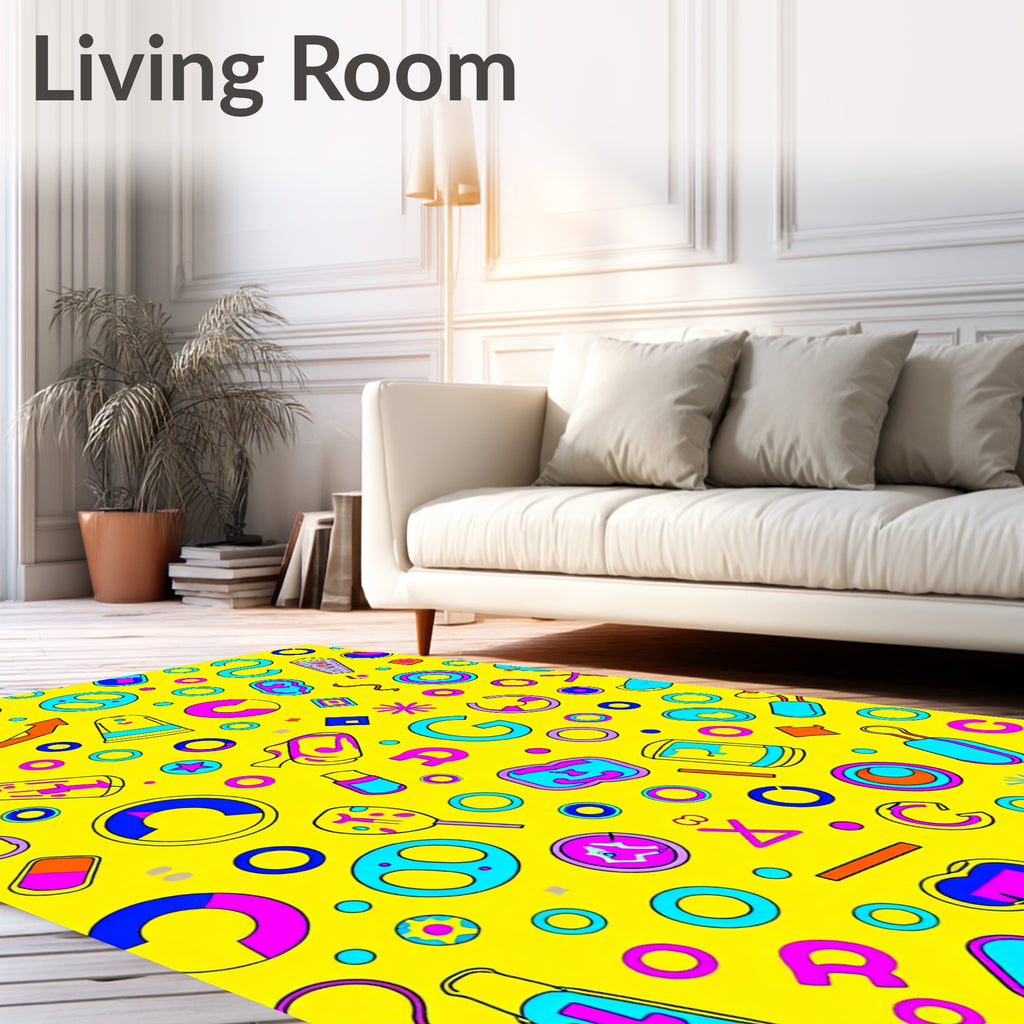 Colorful Playful Retro Icons Rug