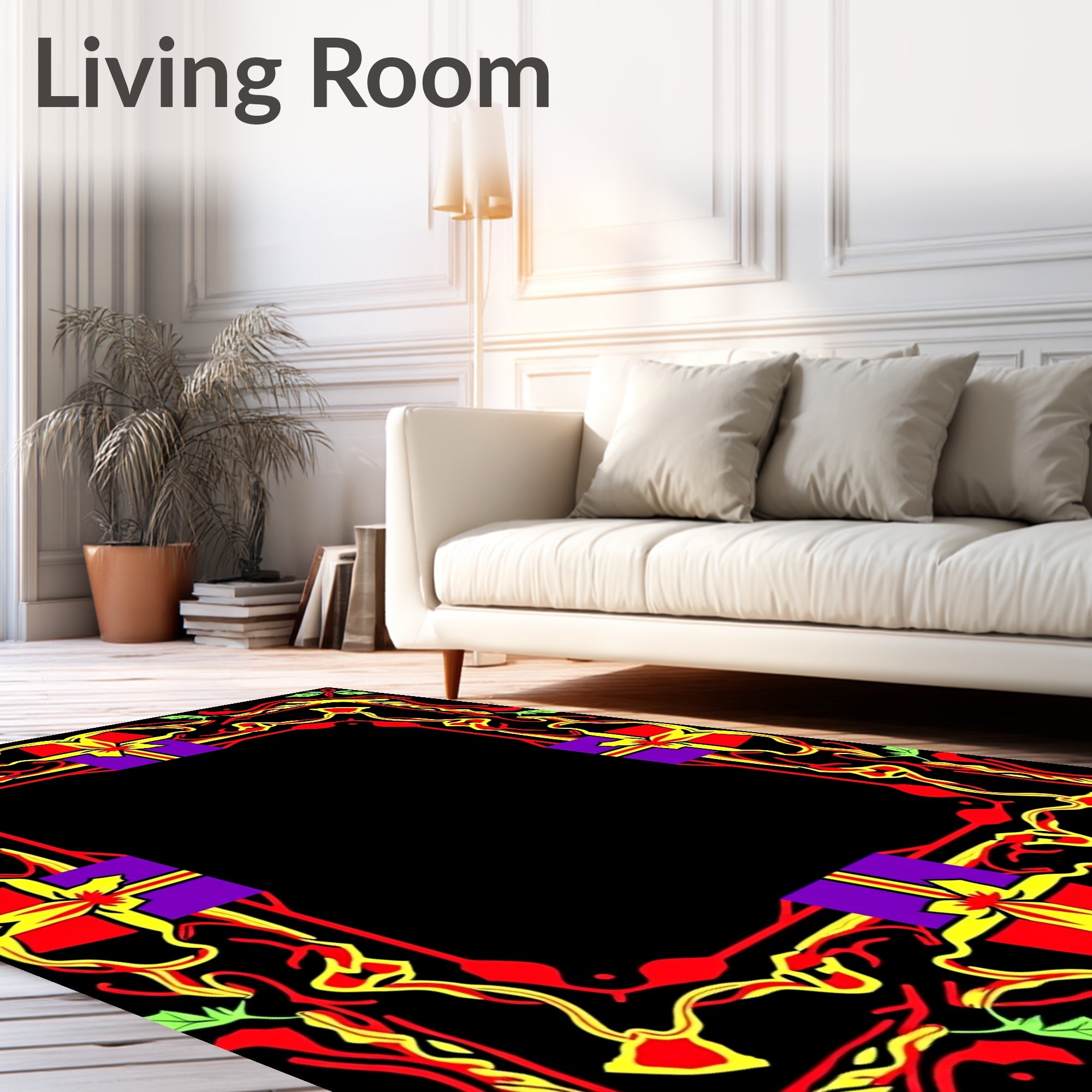 Red Yellow Purple Festive Gift Border Rug