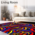 Bold Swirling Red Blue Yellow Abstraction Rug