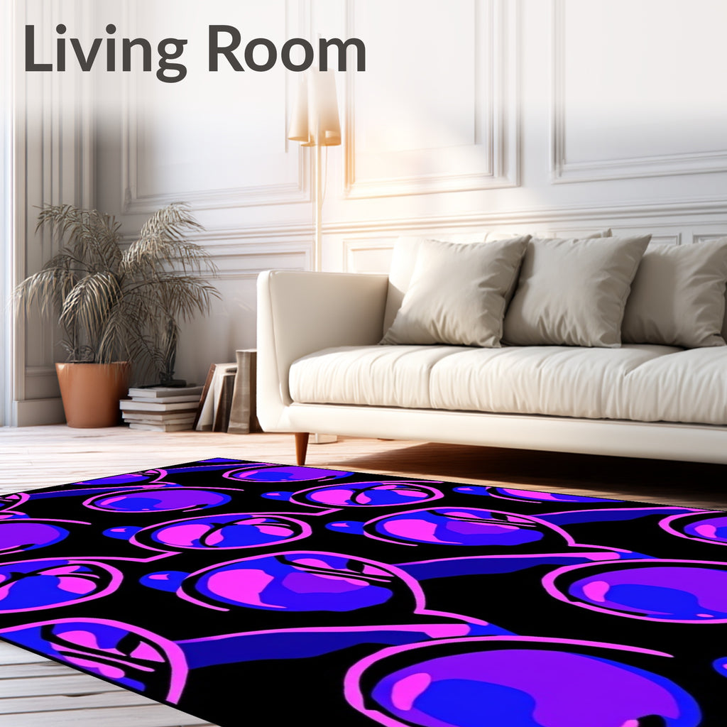 Vibrant Pink Blue Swirl Graphic Rug