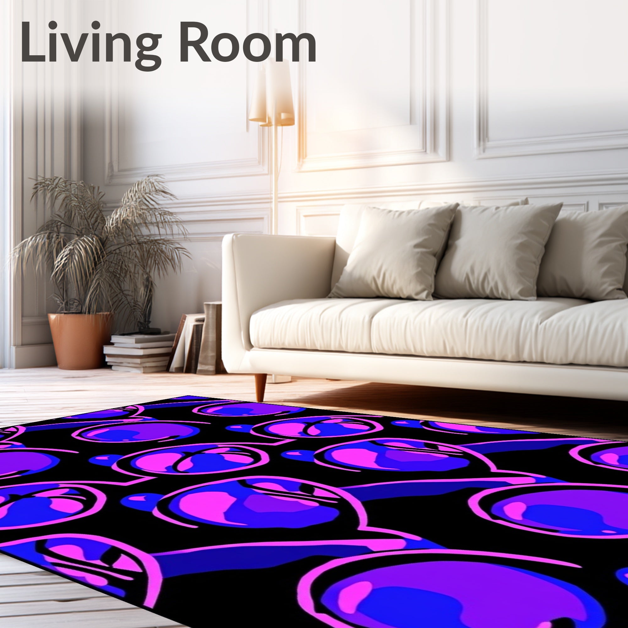 Vibrant Pink Blue Swirl Graphic Rug